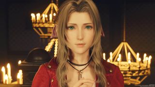 FF7 Rebirth Aerith romance guide - Aerith after she knocks on Cloud's door for their date in the Gold Saucer