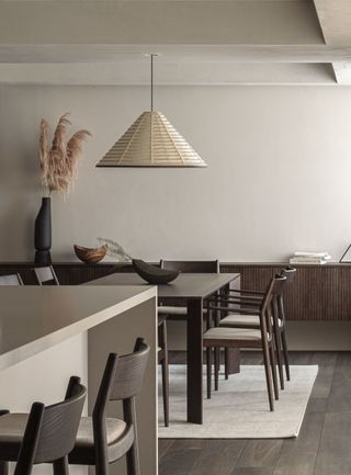 a japandi style kitchen and dining room