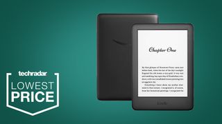 Amazon Kindle lowest price deals header on green background