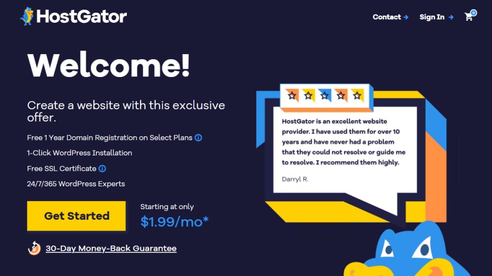 Website screenshot of HostGator (August, 2025)