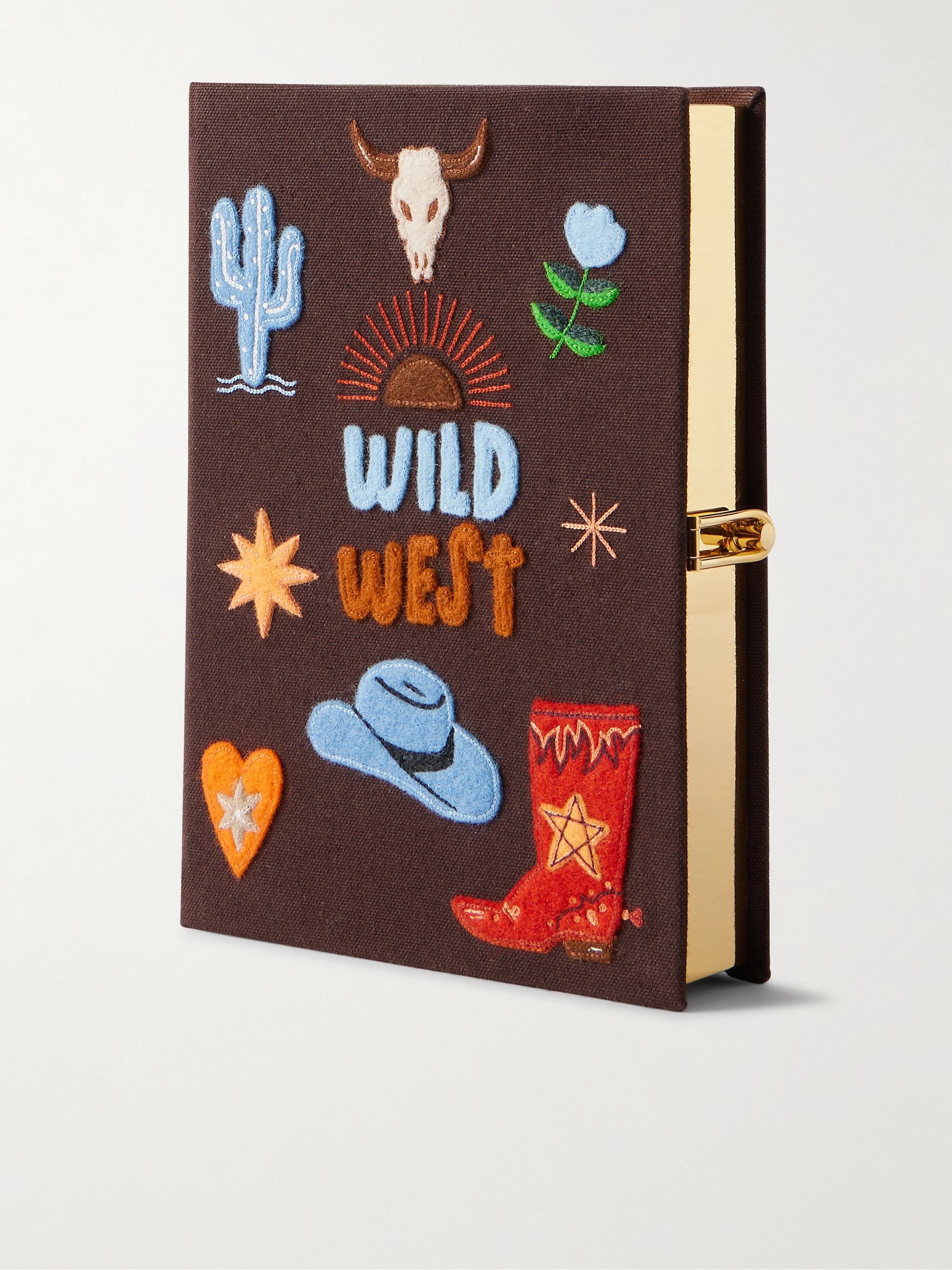 OLYMPIA LE-TAN, Wild West embroidered appliqu&amp;eacute;d canvas clutch