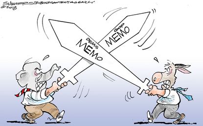 Political cartoon U.S. GOP Democrats Schiff memo Nunes memo