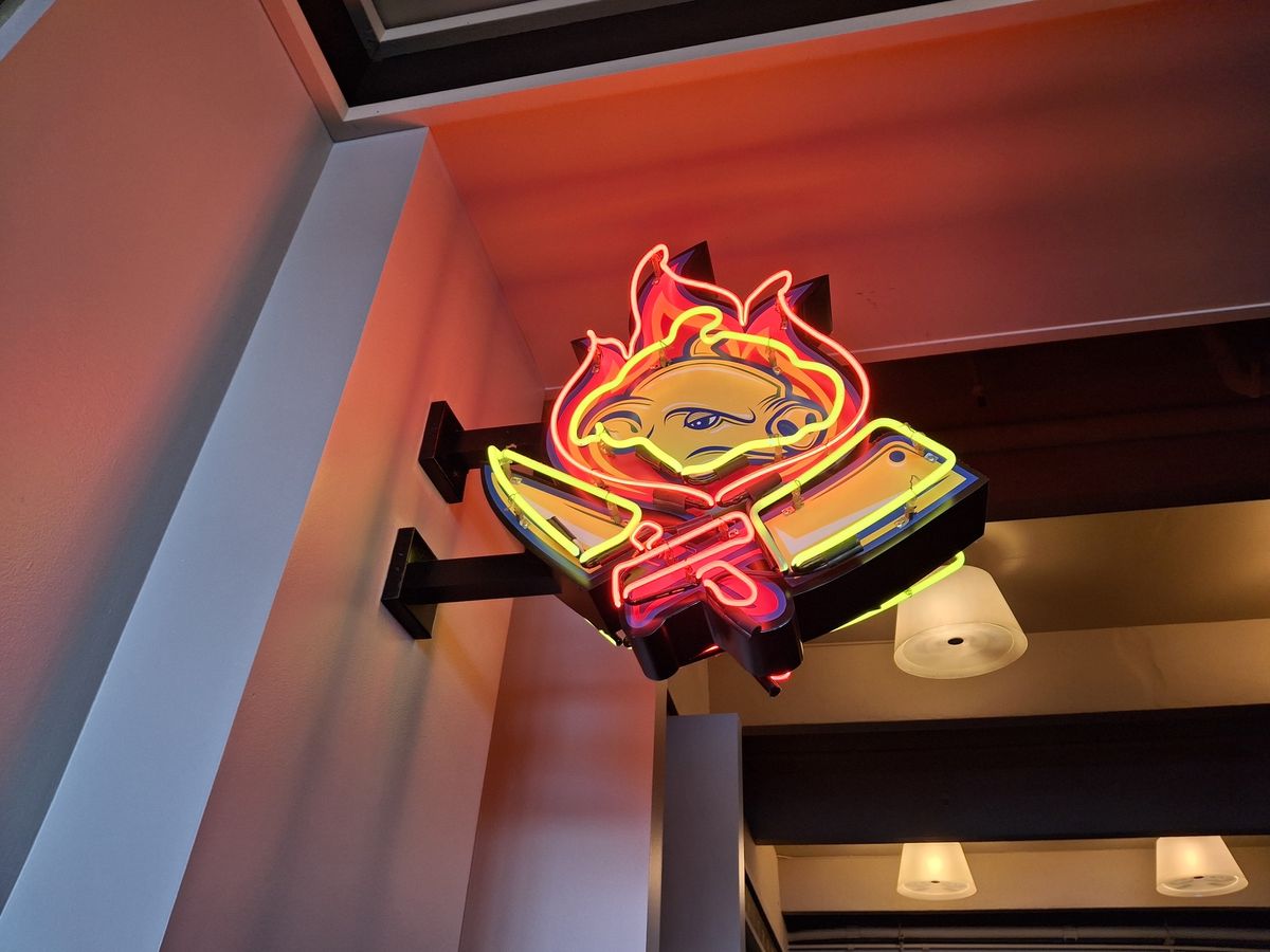 Neon sign for restaurant shot by Galaxy A35
