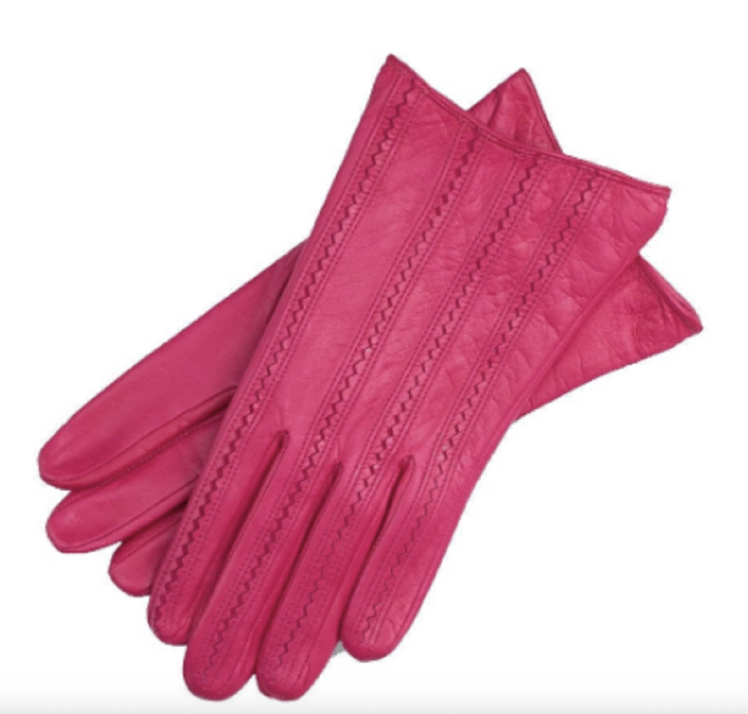 1861 Glove Manufactory, Pavia - Zig Zag Pattern Women's Leather Gloves In Hotpink