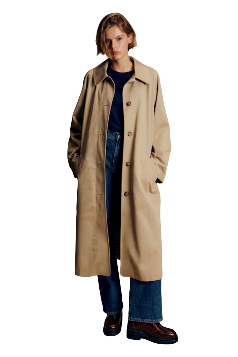 Sezane, Clyde Coat - Light Beige - Organic Cotton - S&amp;eacute;zane