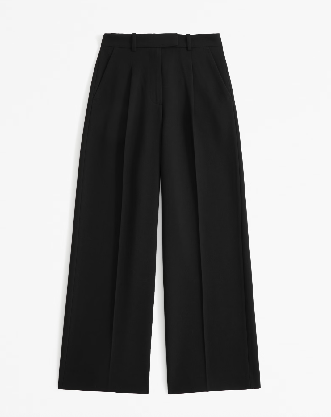 a pair of wide leg pants from Abercrombie & Fitch in front of a plain backdrop