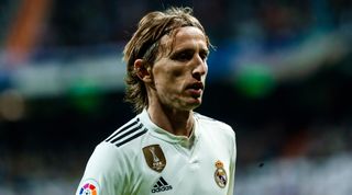 MADRID, SPAIN - DECEMBER 01: Luka Modric of Real Madrid looks on during the La Liga match between Real Madrid v Valencia at the Santiago Bernabeu on December 1, 2018 in Madrid Spain. (Photo by TF-Images/TF-Images via Getty Images)