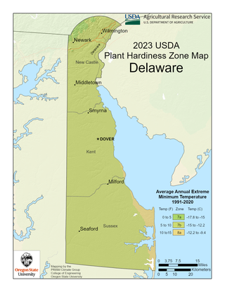 2023 Plant Hardiness Zone Map for Delaware