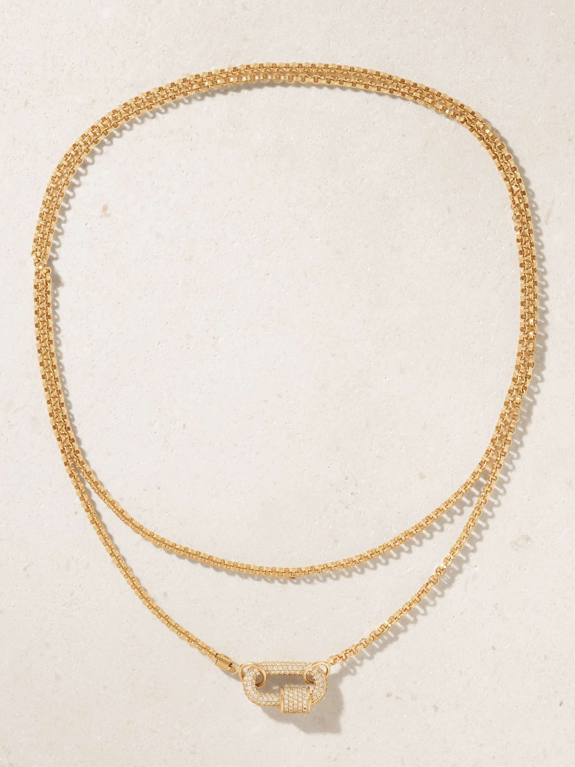 best layering necklaces Allstone Chubby Babylock + Rolo Chain 14-Karat Gold Diamond Necklace