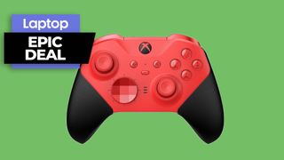 Xbox Elite Wireless Controller Series 2 in red colorway against green background