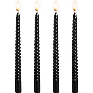 four black twisted candles