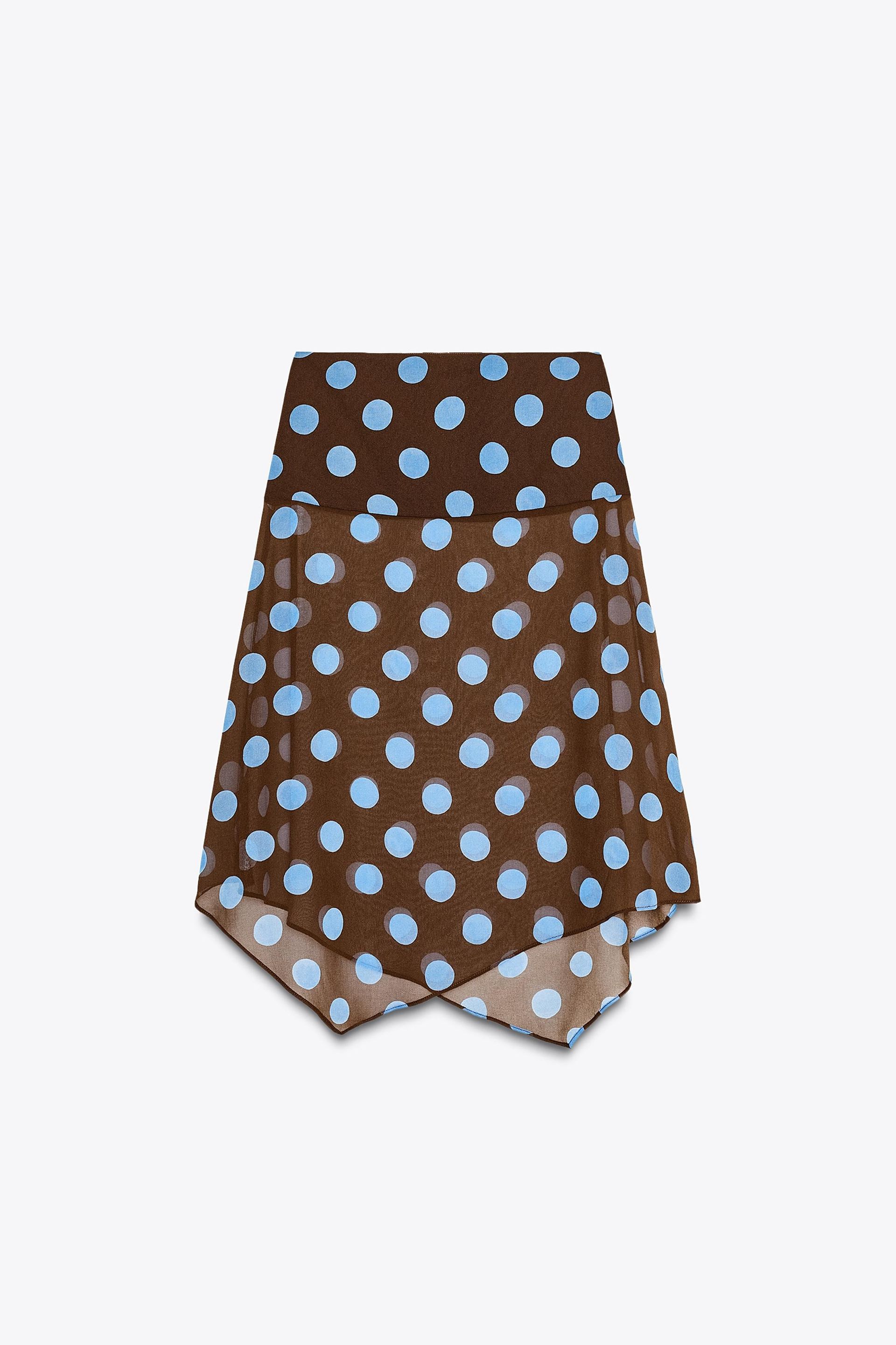 Zara, Polka Dot Asymmetric Skirt
