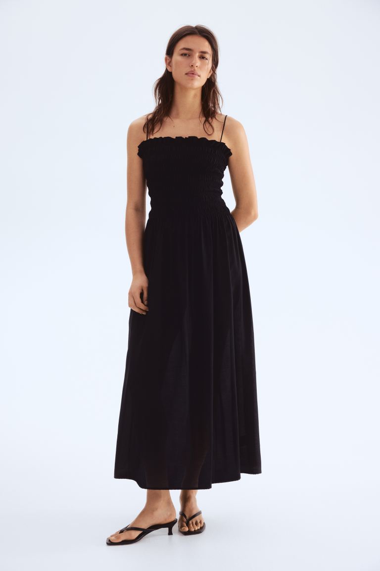 Smocked-Bodice Strappy Dress
