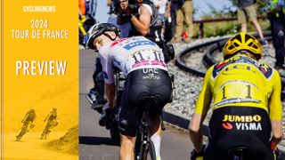 Tadej Pogacar battles with Jonas Vingegaard on the Puy de Dome on last year's Tour de France.