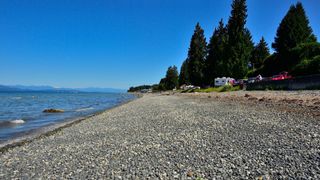 People on the beach and in the water at Qualicum Beach on Vancouver Island