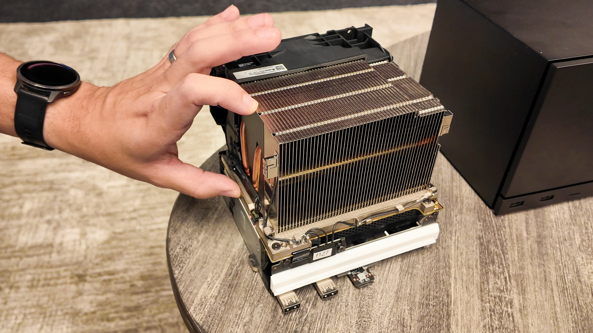 Valve's new Steam Machine during a visit to Valve HQ in Bellevue, Washington. The Steam Machine is a compact living room gaming PC.