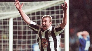 Alan Shearer celebrates after scoring a hat-trick for Newcastle United against Leicester City in February 1997. Harry Kane Liverpool