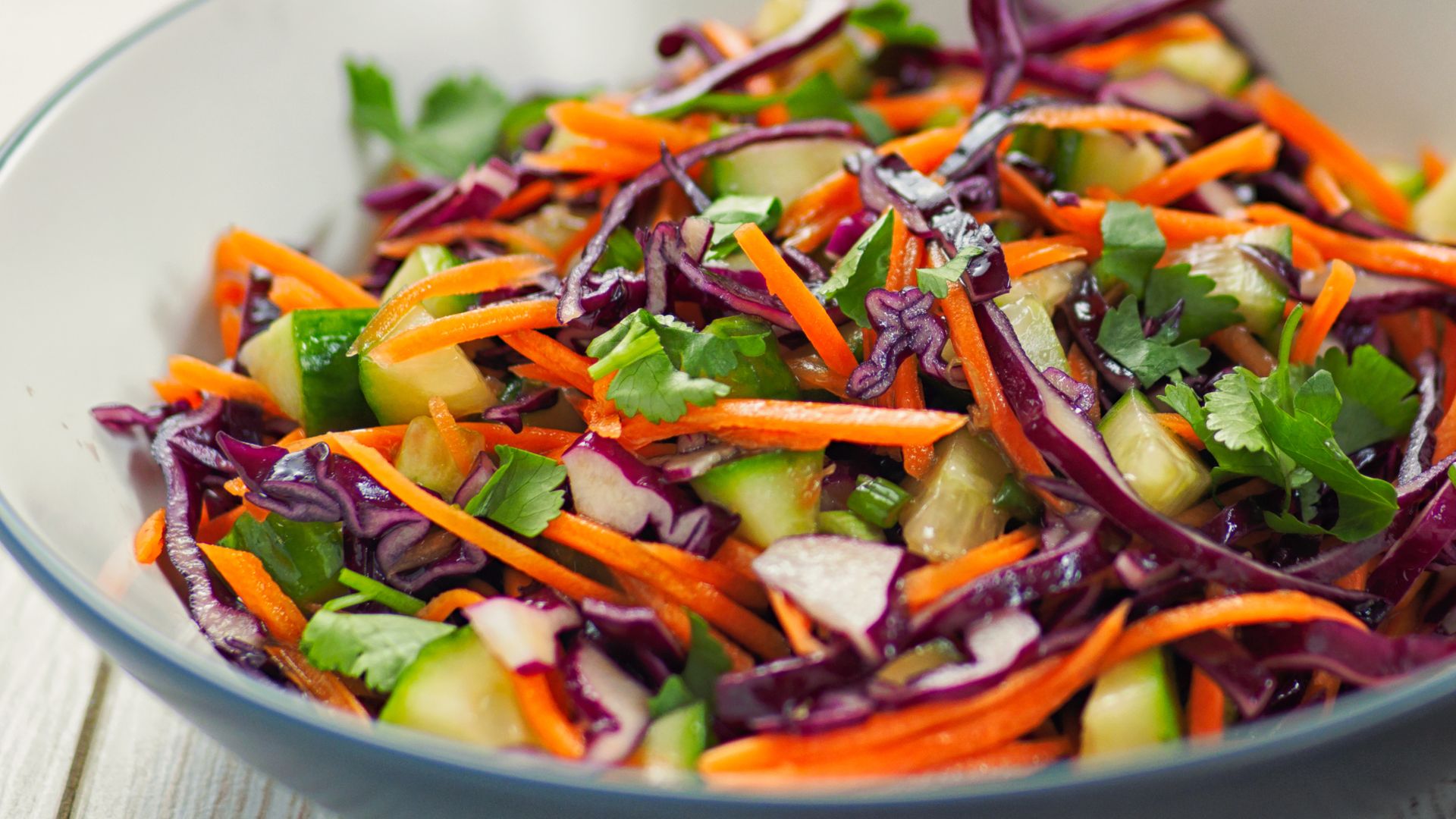 shaved vegetable salad with carrot and cabbage