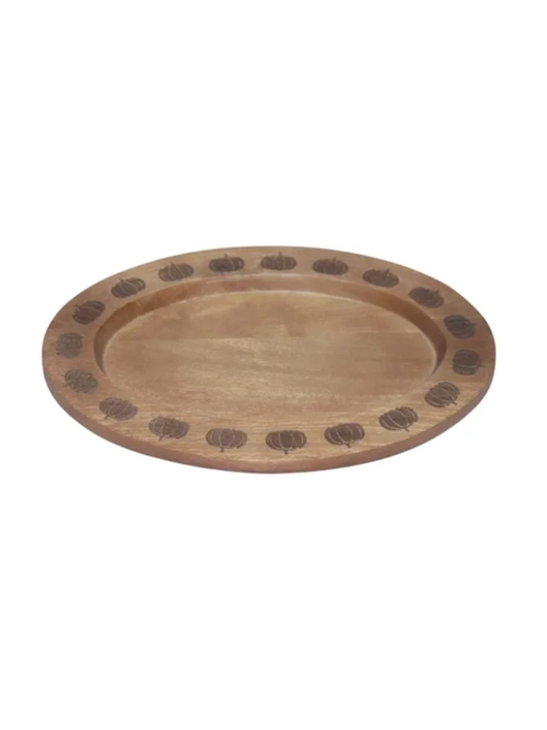 Wooden Etched Pumpkin Serve Tray