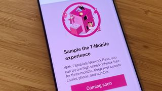 T-Mobile Android app showing Network Pass as coming soon