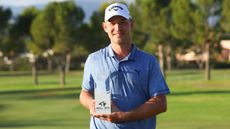 Jeff Winther poses with the trophy after winning the 2021 Mallorca Open