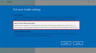 Windows 10 select Beta Channel