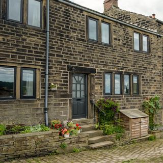 exterior of a Yorkshire stone terraced cottage