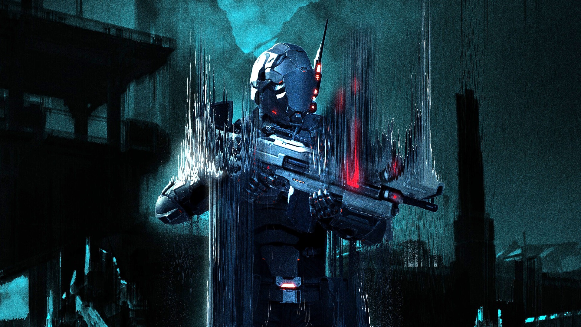 EVE Vanguard War clone key art showing him standing over abstract teal background