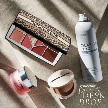 New beauty products for February including Dior Eyeshadow Palette, Elemis Rose Pro-Collagen Marine Cream, Jo Malone London Robe & Vanilla perfume, Jones Road Blusher and Olaplex Dry Shampoo
