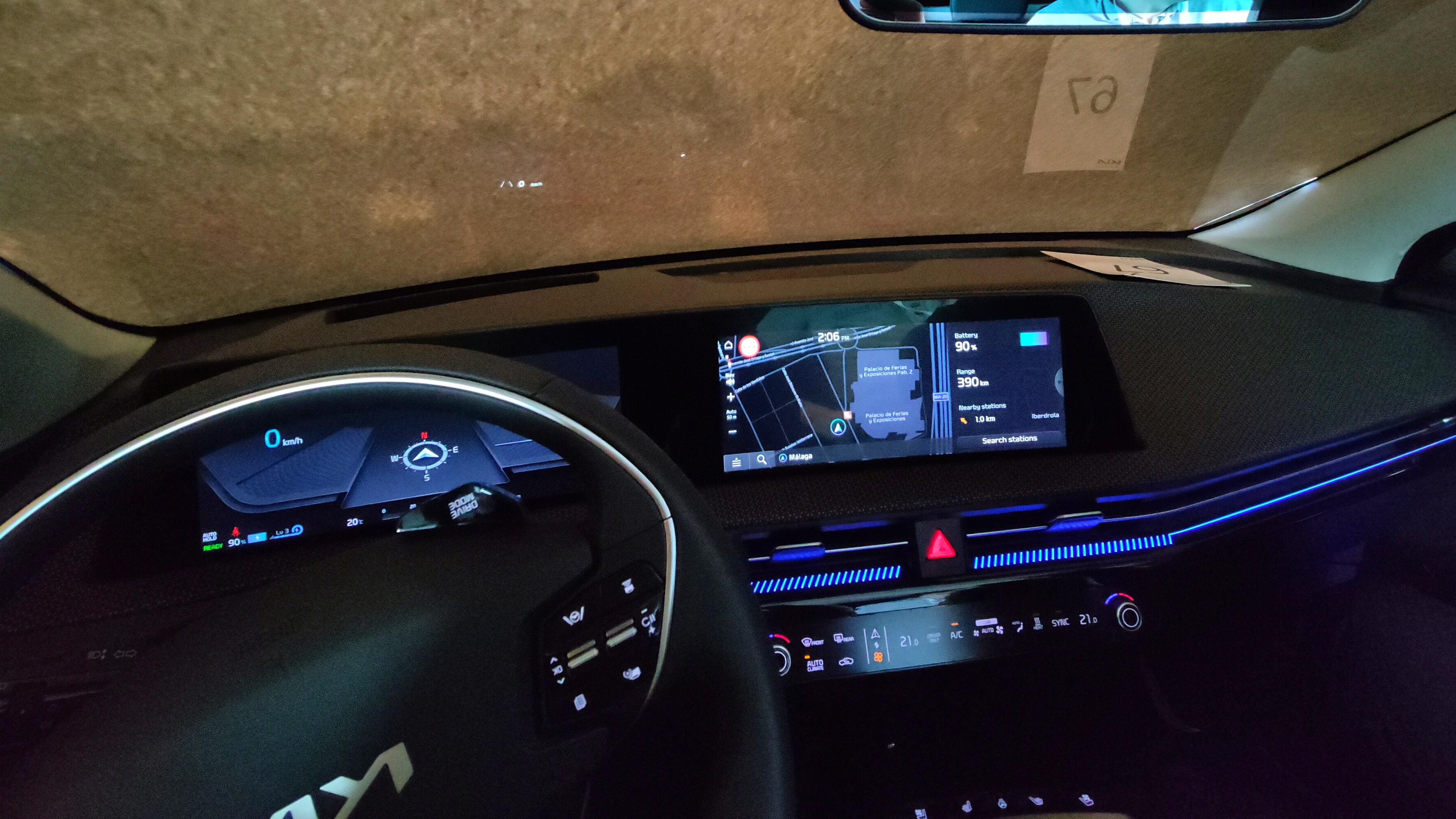 Driver's view of the blacked out windshield