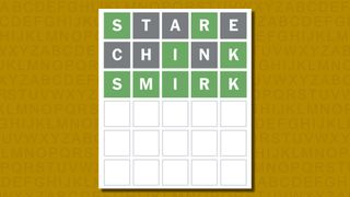 Wordle answer for game 854 on a yellow background