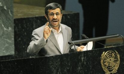 Iranian President Mahmoud Ahmadinejad defends Iran's nuclear program at the U.N.
