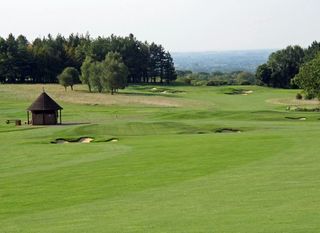 The seventh green with the eighth beyond and fifteenth to the right