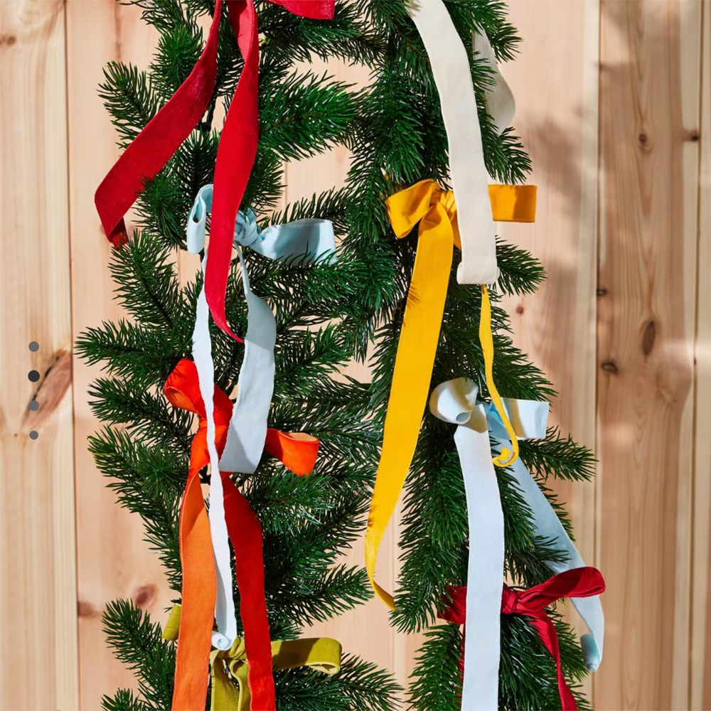 Colourful ribbon bows on a tree