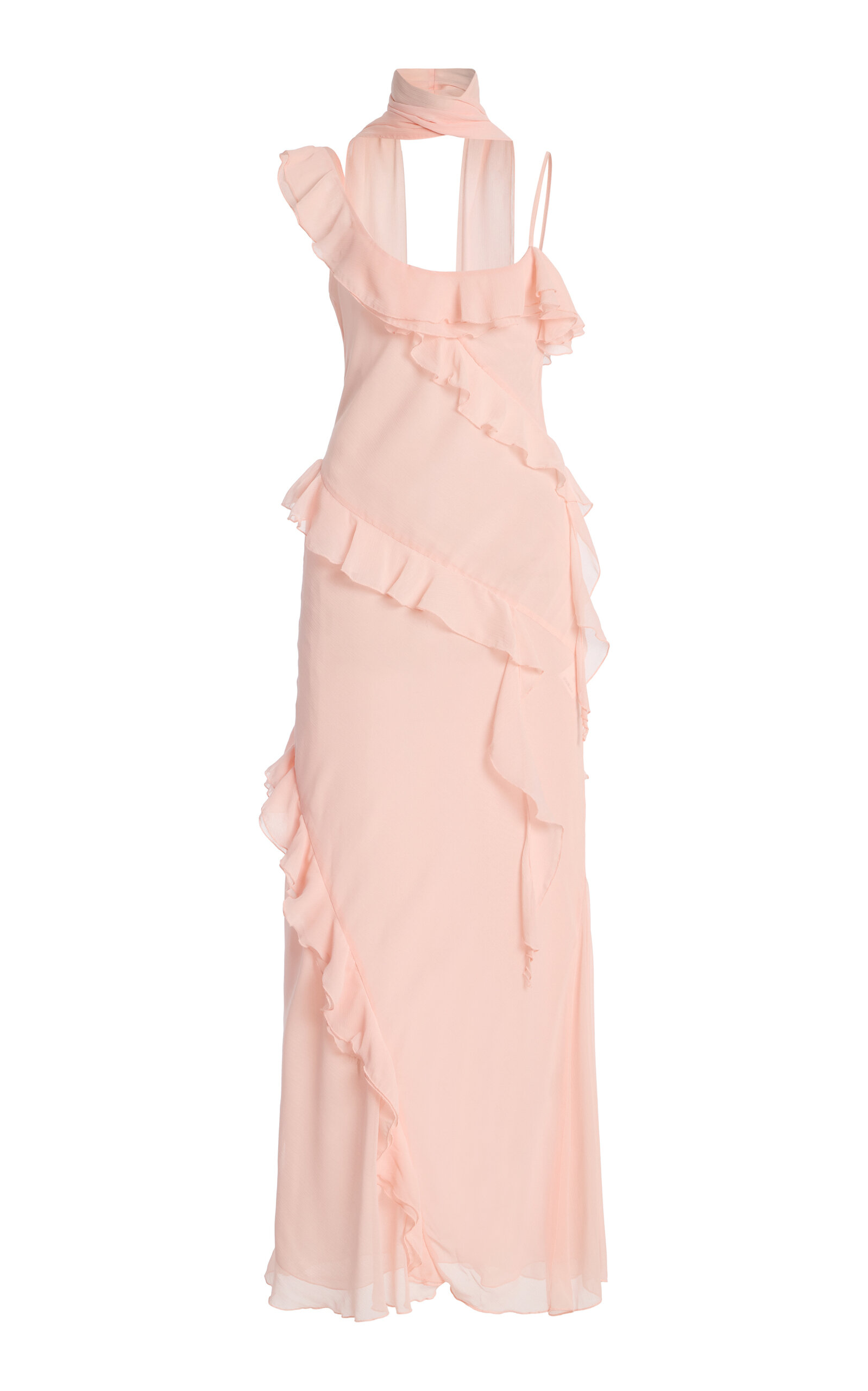 Exclusive Monica Scarf-Neck Ruffled Georgette Maxi Dress