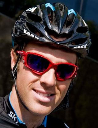 Alex Dowsett wears his special blood red Oakleys in support of World Haemophilia Day