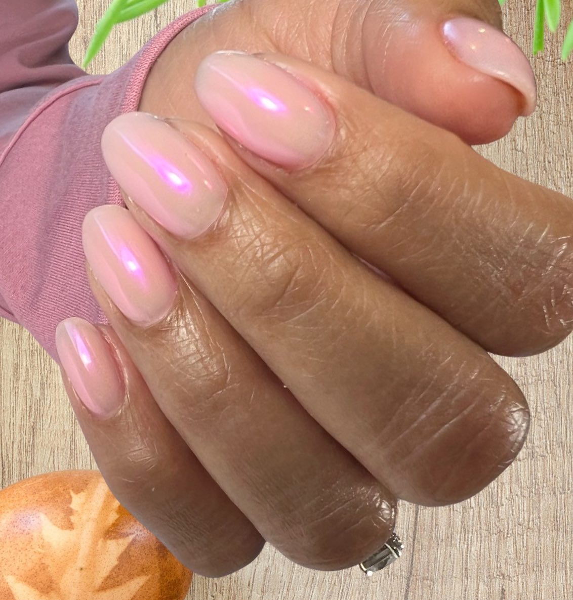 pearlescent pink nails