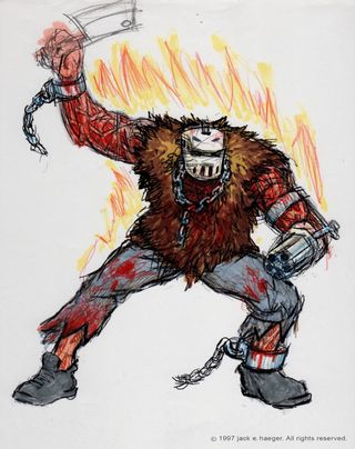 The early sketch of Hambone that would inform the tone of the CarnEvil rework. For more of Haeger's early concept art, check out the gallery at the bottom of the feature.