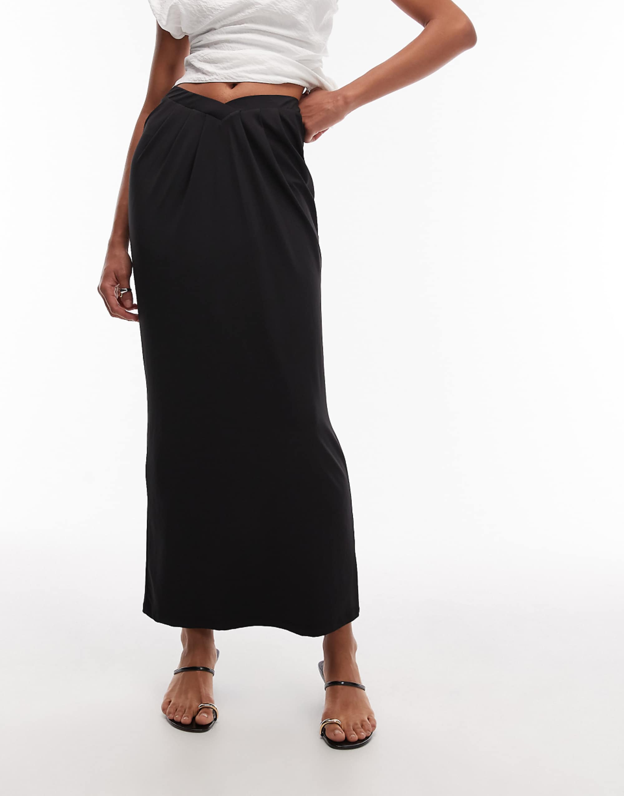 Asos Design V-Shaped Drape Maxi Skirt in Black - Part of a Set