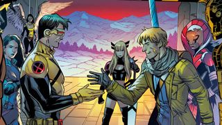 Cyclops and the X-Men welcoming Doug Ramsey and his crew