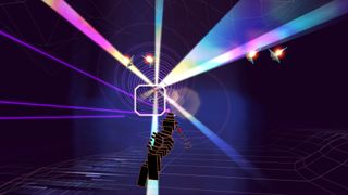 A screenshot of Rez Infinite, one of the best PSVR 2 games.