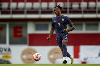 Archie Brown of England passes the ball during the Elite Squad International match between England and Sweden at Stadion Sv. Josip Radnik on June 7, 2024 in Sesvete, Croatia. (Photo by Jurij Kodrun - The FA/The FA via Getty Images)