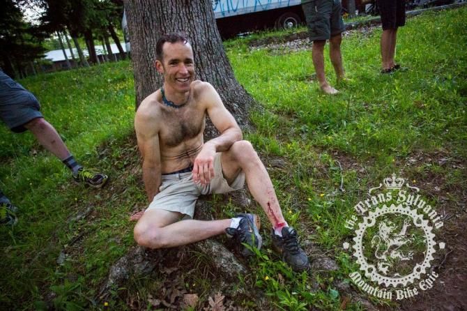 A racer recovers after his lap