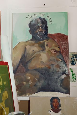 Kudzanai-Violet Hwami Milk the King, 2014, painted when the artist was 21, photograph taken in the artist's London Studio