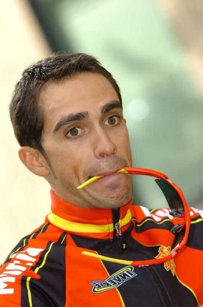Alberto Contador gets ready to ride