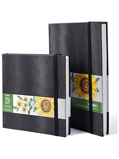 Ohuhu Sketchbook Marker Paper Pad: 2 Pack 8.3"x8.3"&8.3"x11.7" Art Sketch Book Drawing Papers Each Size Holds 78 Sheets/156 Pages 120 Lb/200 Gsm Hardcover Sketching Books Christmas Gift