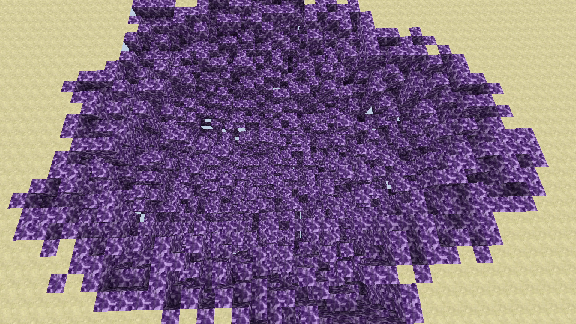 Minecraft mods - Bacteria - Purple blocks spreading across a desert