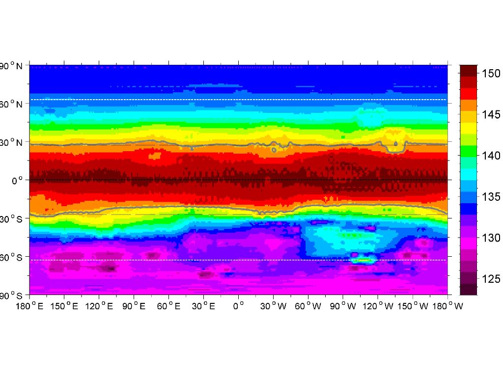 As this global map of average surface temperature shows, the warmer equatorial zone of the giant asteroid Vesta is likely too warm to sustain water ice below the surface. But roughly half of Vesta is so cold and receives so little sunlight on average that water ice could have survived there for billions of years.