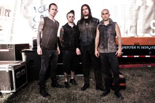 All at sea, Trivium backstage at the 2011 Rockstar Mayhem Festival in San Bernardino, California