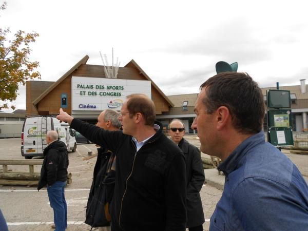 Christian Prudhomme in front of the future Tour de France HQ at Palais des Congr&egrave;s of L'Alpe d'Huez on July 18